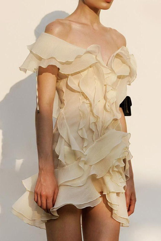 Valentina™| Mini abito con scollo a V e volant in chiffon