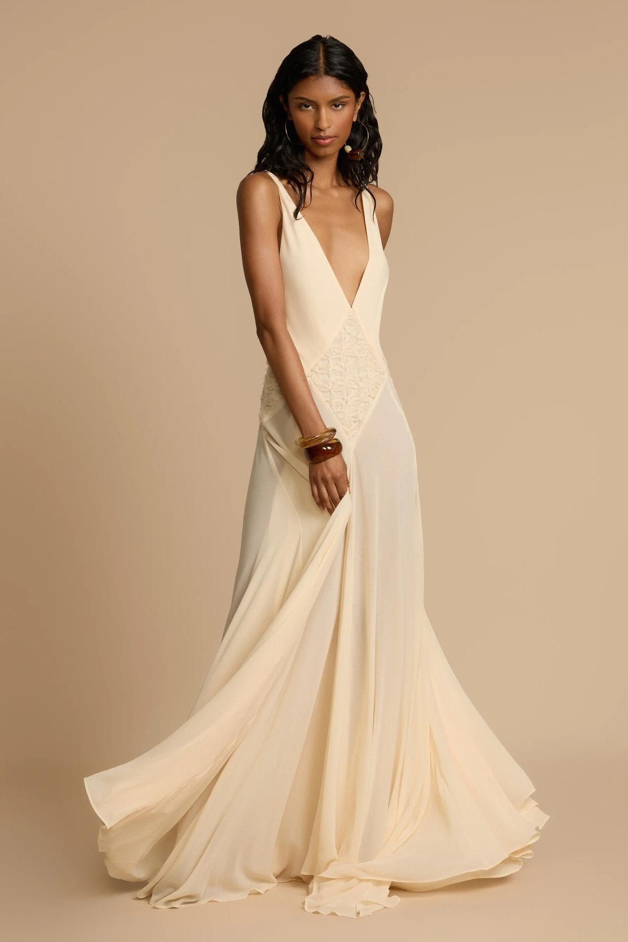 Valentina™| Abito midi in pizzo con profondo scollo a V in chiffon