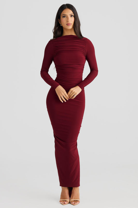 Valentina™| Maxi abito a maniche lunghe senza schienale