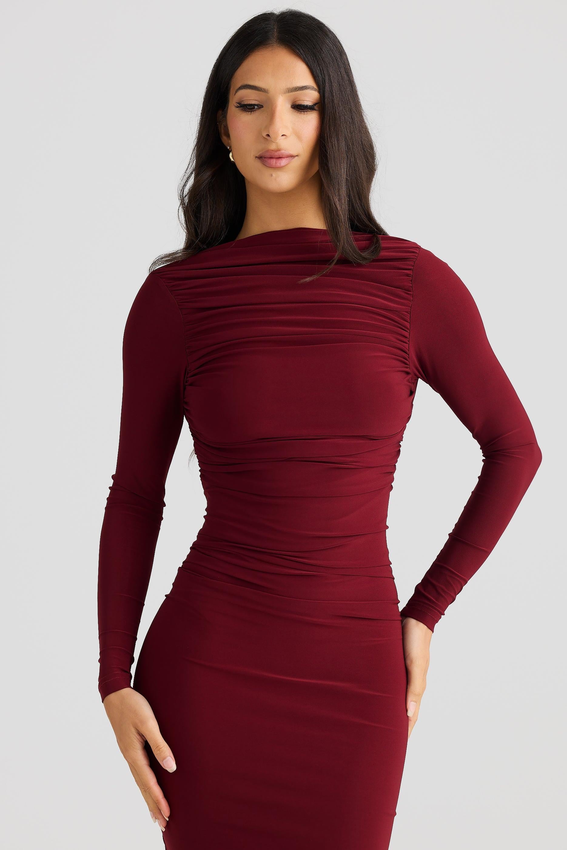 Valentina™| Maxi abito a maniche lunghe senza schienale