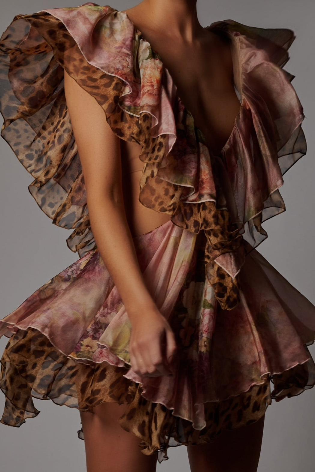 Valentina™| Miniabito con cut-out e stampa leopardata