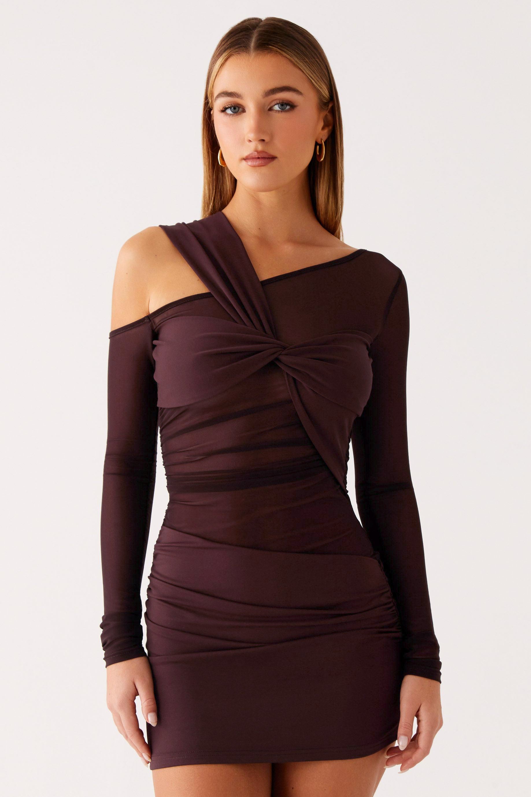 Valentina™| Mini abito a maglia con maniche lunghe e nodi