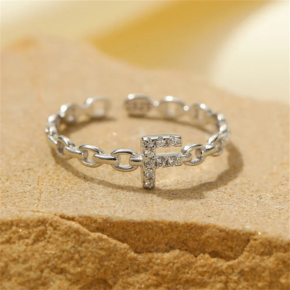 Valentina™| Anello con lettera iniziale in diamante