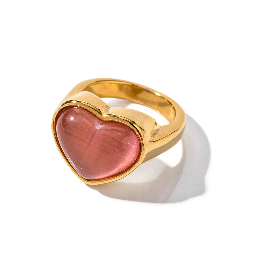 Valentina™| Anello con pietra rosa a cuore