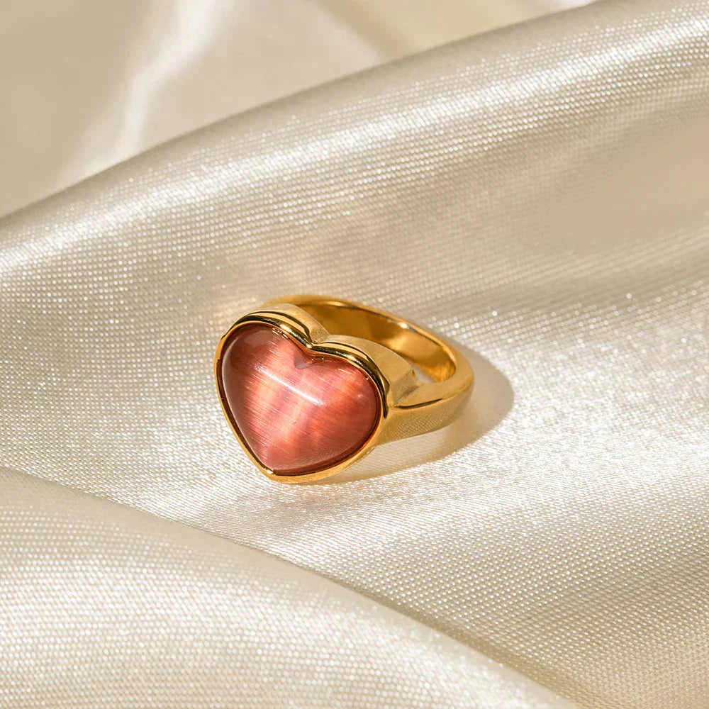 Valentina™| Anello con pietra rosa a cuore