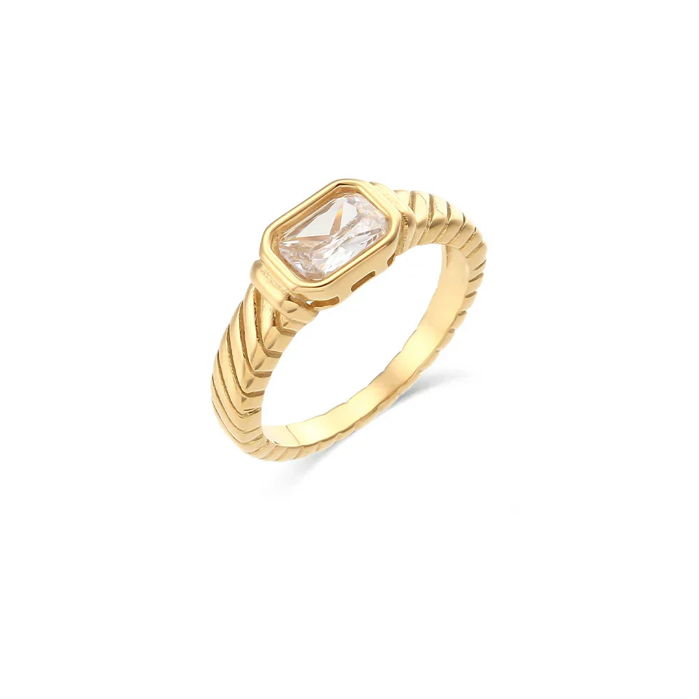 Cross Striped Baguette Diamond Ring