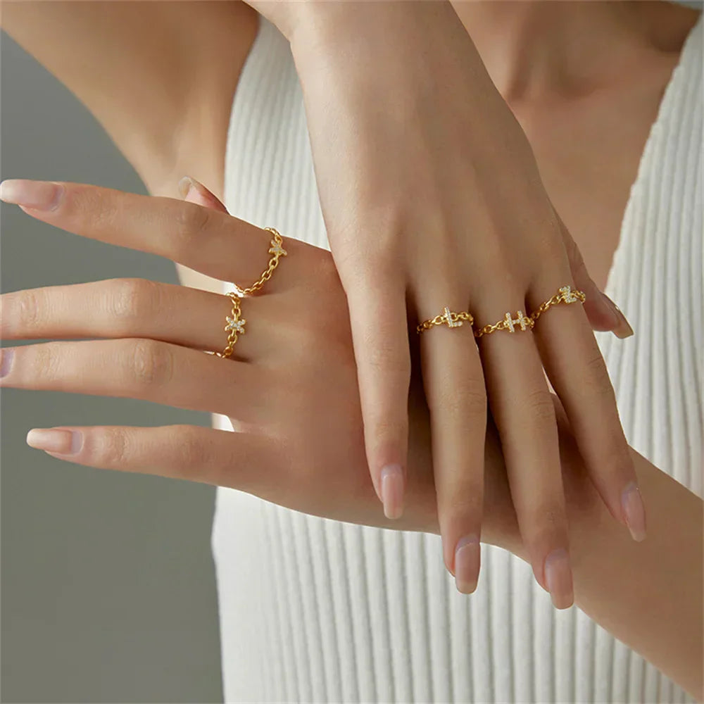 Valentina™| Anello con lettera iniziale in diamante