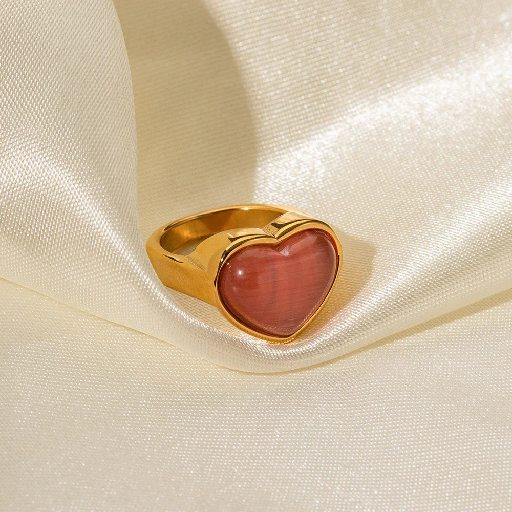 Valentina™| Anello con pietra rosa a cuore