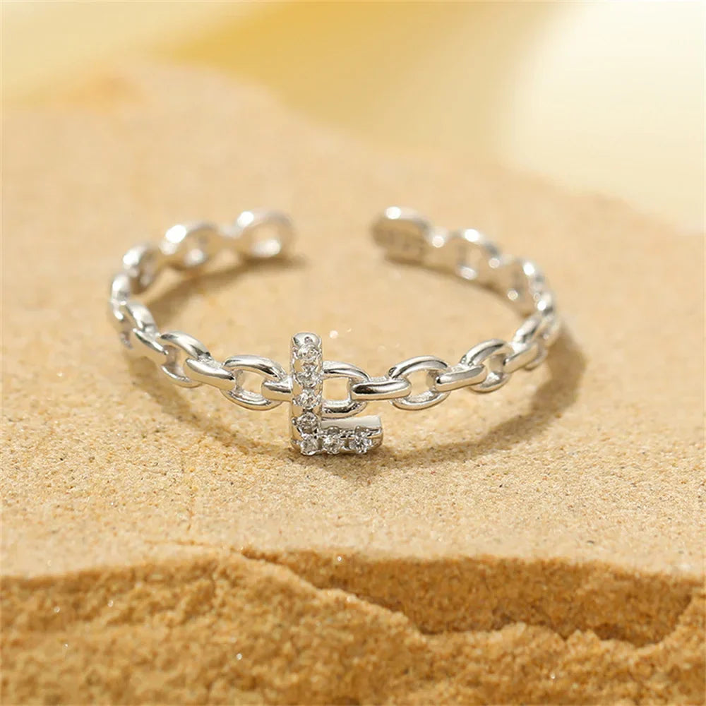 Valentina™| Anello con lettera iniziale in diamante