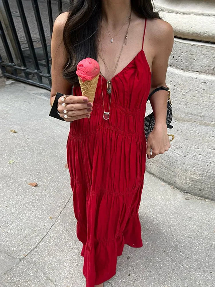 La Parisienne – Abito rosso fluido ed elegante