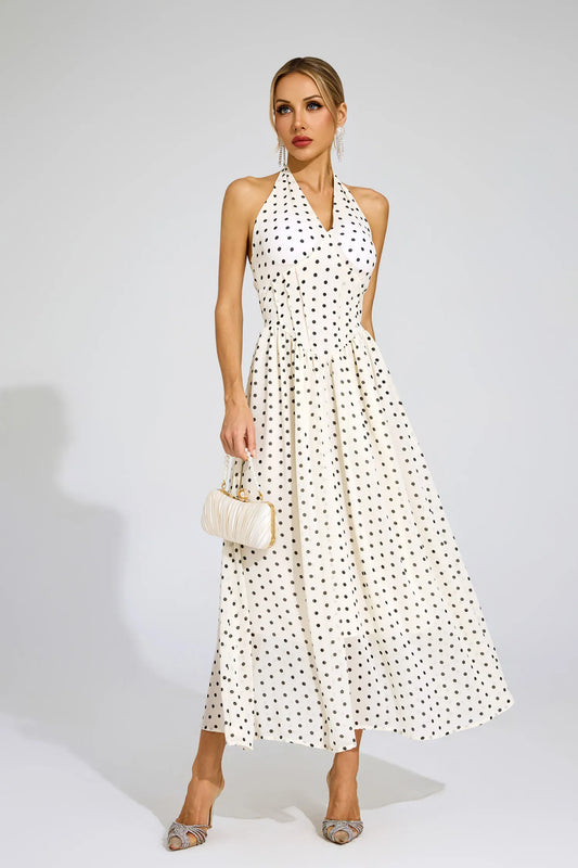 Alliana - White Polka Dot Maxi Dress