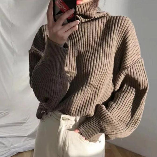 Valentina™| Pullover di lusso con colletto alto e maniche a palloncino