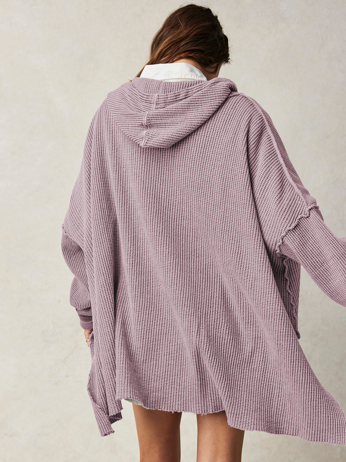 Felpa con cappuccio oversize a maglia waffle - Giulia