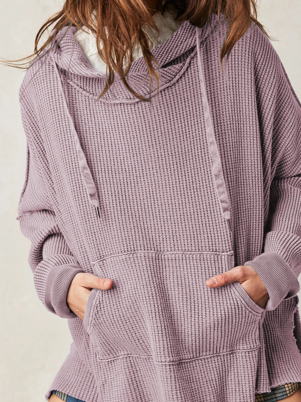 Felpa con cappuccio oversize a maglia waffle - Giulia