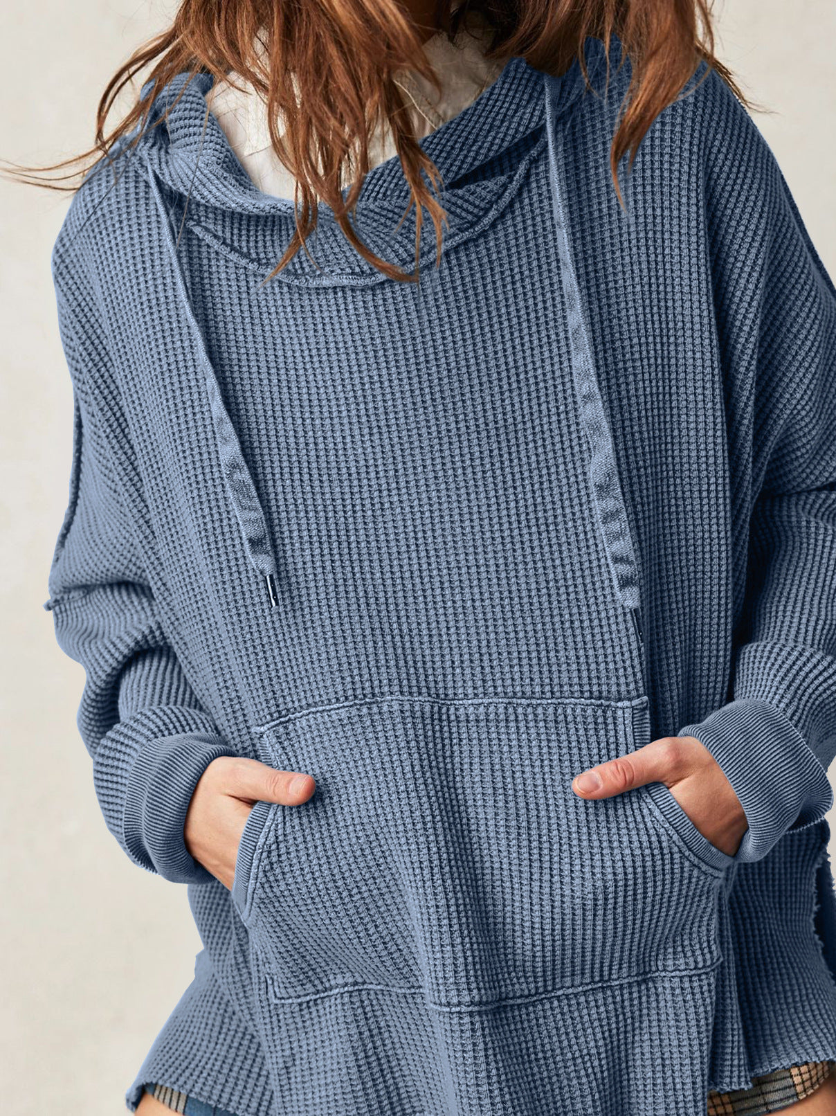 Felpa con cappuccio oversize a maglia waffle - Giulia