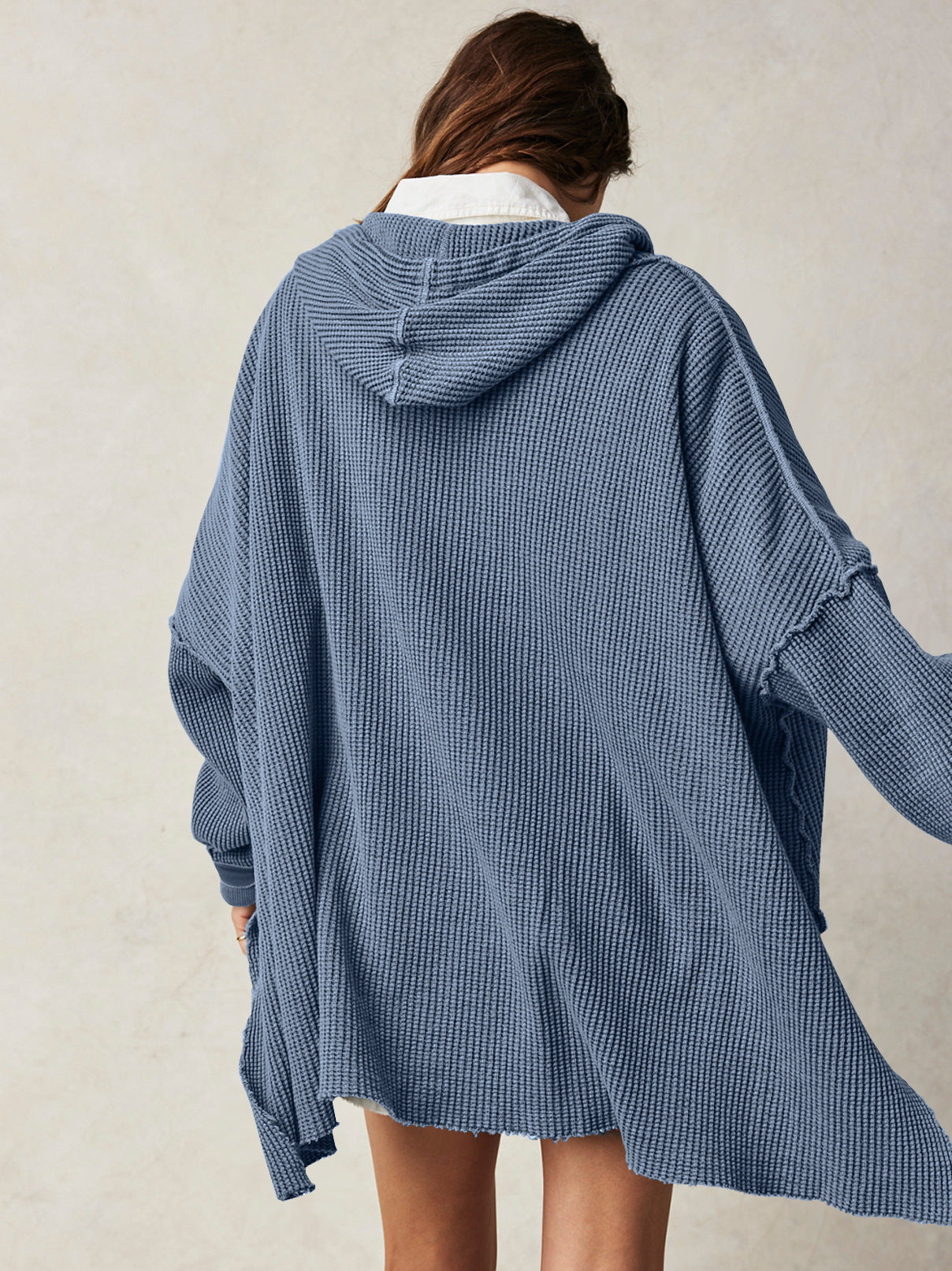 Felpa con cappuccio oversize a maglia waffle - Giulia
